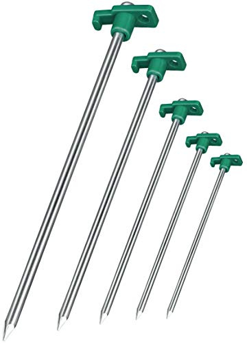 24x Anti-Rost Felsbodenheringe grün/Silber Ø 0,7 cm, 25 cm Länge - Felsbodenanker | Heringe | Erdnägel | Bodenanker aus verzinktem Stahl zur Befestigung & Fixierung im Boden (24)