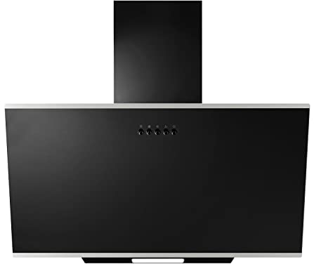 YUNA Dunstabzugshaube DUNJA 60 cm Schwarz Glasfront 3 Leistungsstufen 47W Motorleistung Energieeffizienz A Abluft Umluft Kopffrei LED Beleuchtung Ohne Kohlefilter Wandhaube