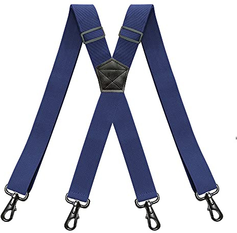 RIONA Herrar hängslen med 4 Karabinkrokar bred 3.8 cm justerbar och elastisk X-form Hängslen hög tull en storlek passar alla män och kvinnor