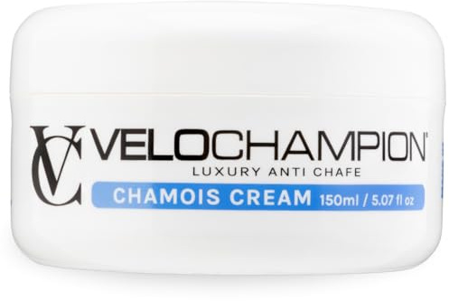 VeloChampion Crème de Chamois de Luxe pour Cyclistes et Sportifs | Crème Anti-Frottements Vegan Hydratante et Rafraîchissante | Réduit les Irritations | Hommes & Femmes (150 ml)