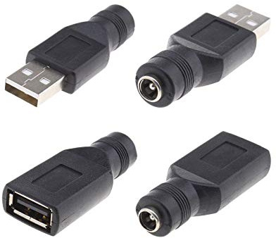 EMSea 2X USB-Stecker auf 5,5 x 2,1 mm Buchse DC-Netzadapter und 2X USB-Buchse auf 5,5 x 2,1 mm Buchse DC-Netzadapter-Konverter für Laptop-PC 1 V bis 36 V, 5 A.