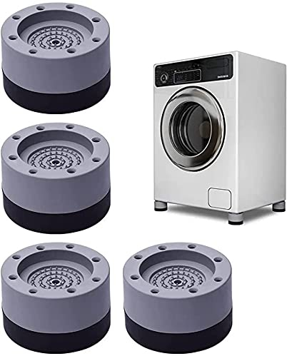 Moocuca 4 PCS Almohadilla de Goma para Lavadoras, Bajo Ruido Almohadillas para Pies de Lavadora, Amortiguador de vibraciones universal para Lavadora y Secadora (Gris, 3.5cm)