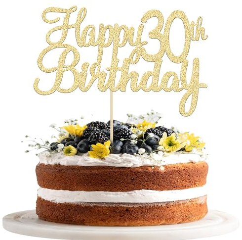 Gyufise 3 Pack Happy 30th Birthday Cake Topper Gold Glitter 30 Cupcake Topper Happy 30 Birthday Cake Decoration for 30th Cheers to 30 Birthday Party Decoration Supplies