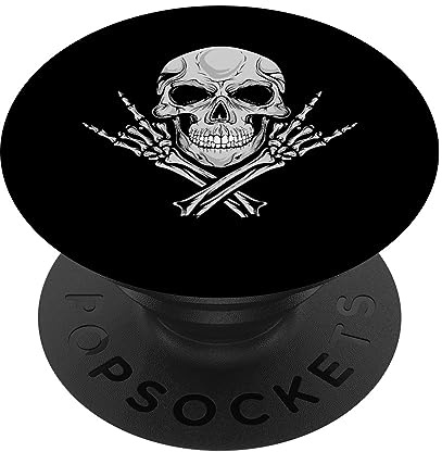 PopSockets - Handy-Halter Totenkopf Rocker Gruß Musik Totenkopf PopSockets Klebender PopGrip Schwarz