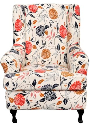 HAOYONG Wing Chair Slipcovers Printed Wingback Chair Covers 2 Pieces Wingback Armchair Slipcover Stretch Chair Slip Covers Washable Armchair Protector Cover for Living Room and Bedroom
