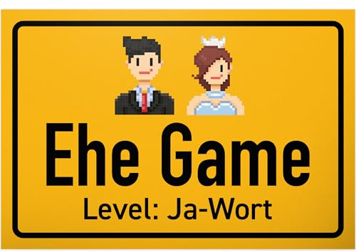 DankeDir! Ehe Game Level Ja-Wort - 30 x 20 cm Schild - JGA Hochzeitsdeko Accessoires Requisiten Fotobox Partydeko - Brautpaar Hochzeitsgeschenk Geschenk Hochzeitskarte Deko Idee Hochzeit