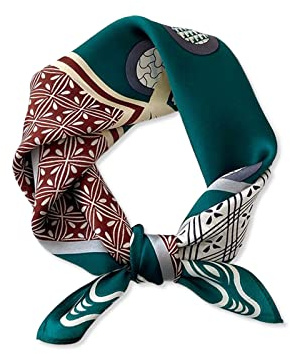 LumiSyne Seidenschal Damen Quadratischer Schal Farbnähte Geometrische Paisley Muster Seidentuch Leicht Satin Vierecktuch Dekoration Halstuch Bandana Kopfschmuck Haarband