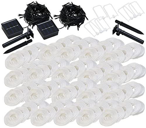 2 guirlandes LED solaires blanc chaud avec 50 lampions - 10 m [Lunartec]