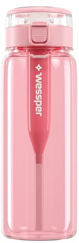 Wessper Wasserfilter Trinkflasche 680 ml, Tritan Flasche mit filter – Rosa