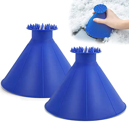 HPiano Raschiaghiaccio Auto, 2 Pezzi raschiaghiaccio Auto Rotondo, raschiaghiaccio Rotondo, raschiaghiaccio Auto con Imbuto, raschiaghiaccio per Parabrezza Auto, 360 Gradi raschia Neve, per Auto SUV