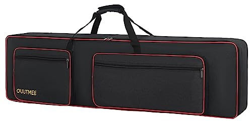OUUTMEE Keyboard-Tasche für 88 Noten, für E-Klaviere, 600D Oxford-Stoff mit 10 mm Startseite, Gigbag (schwarz) Stoßfest, wasserdicht, vier Eckenschutz