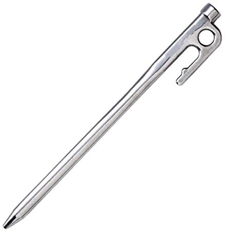 Samnuerly Robuste und langlebige 4-teilige Camping-Zeltheringe, robuste Zeltnägel aus Edelstahl mit Haken für Outdoor-Reisen, Camping-Zubehör für Gartenarbeit, Wandern (Farbe: 26 cm) (26 cm) (30 cm)