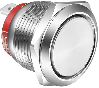 Gebildet Pulsador Tipo Corto 20A/12-24V, 15A/220V 19mm Interruptor de Botón Pulsador de Acero Inoxidable con Enclavamiento Interruptor SPST de 2 Pines a Prueba de Agua