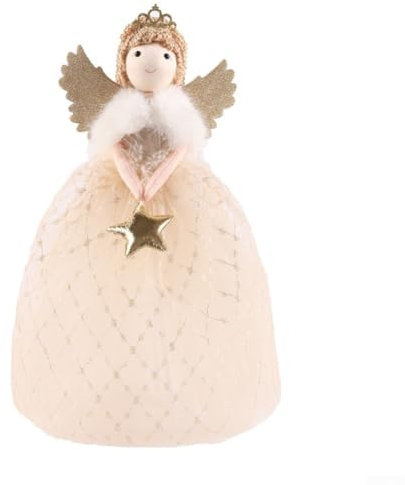 Zoegneer Weihnachtsengel kleines Mädchen Puppe Ornament Wand und Tür Dekoration Weihnachtsengel Baumschmuck Plüschpuppe Hängender Weihnachtsbaum Ornament (Gold)