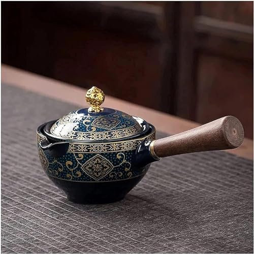 Chinesische Teekanne Keramik-Teekanne, 360 ° Keramik-Teekanne, chinesischer Theater-Filter-Teebereiter, schwarze Keramik, Kung-Fu-Tee-Kreativset, Seitentopf-Tee-Sets, B3