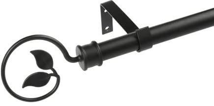Barra de cortina extensible color negro de metal acero factory ajustable de 122 a 211 cm (Hojas)