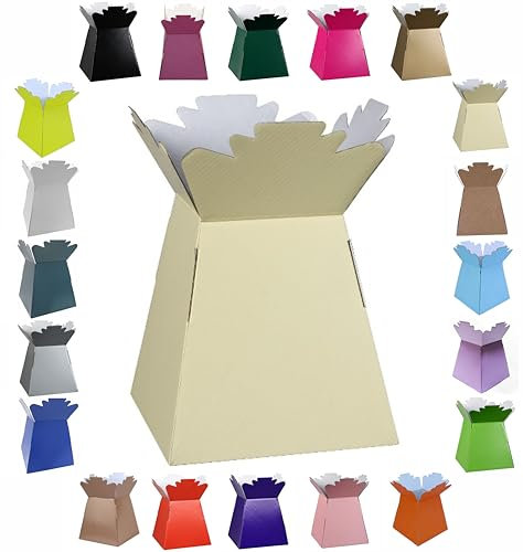 Glossy Vibrant Bouquet, Flower Box/Vase - Transportation Display, Presentation Boxes (1, Ivory)