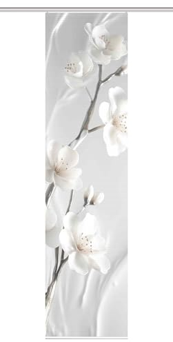 HOME in green LAIRA Schiebegardine recyceltes Polyester, 245x60 cm, Blumendruck, Farbe:Natur, Größe:245 x 60 cm, Anzahl:1x