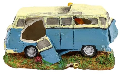 Kisangel Aquarium-Deko Simulierter Bus Ornamente Seewrack Aquarium Landschaftsdekor Sicheres Material Stabil Für Fischbecken Aquaristik Zubehör