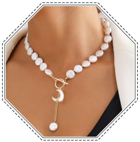 Jovono Boho perle colliers ras du cou or lune pendentif colliers chaîne Vintage colliers bijoux pour femmes