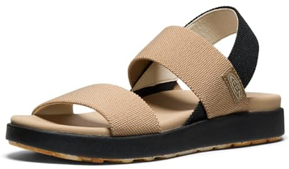 KEEN Women's Elle Backstrap Wedge Sandal, Cornstalk Black, 38 EU