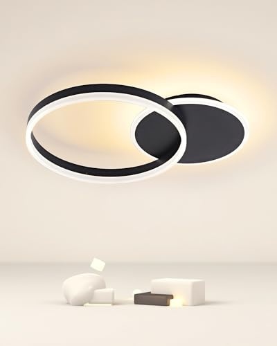 MOUNM LED Deckenleuchte Dimmbar, Schwarz, 55x40x6cm | 3000K - 6000K, 36W 3600lm, Moderne, Für Schlafzimmer, Küchen, Flure, Balkone, Badezimmer, Haustüren, Kinderzimmer