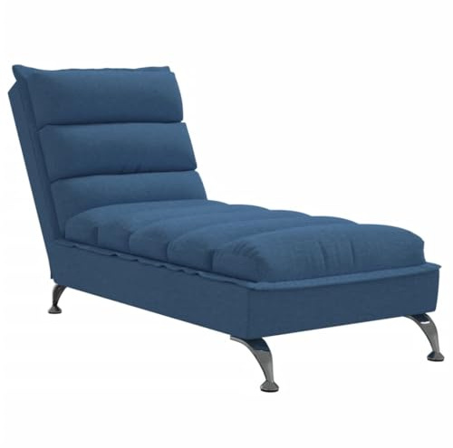 vidaXL Schäslong med dynor blå tyg, schäslonger, massageschäslonger, massagesoffor, massageschäslong, massagesoffa, modern schäslong