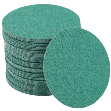 INFINAUTO Sanding Discs, 3inch 60 Grit Automotive Repair Round Hook and Loop Sandpaper Polyester Film Green, 50 Pcs