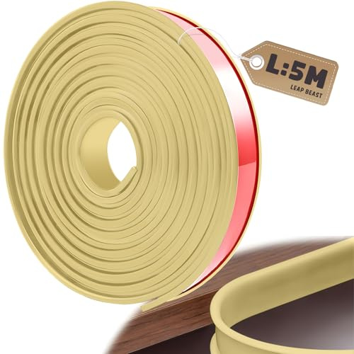 LeapBeast TPE Profilo a U per Protezioni per Bordi, 5M Restauro Mobili Protezione Impiallacciatura di Legno, Bordatura Preincollato Nastro Adesivo per Legno Tavoli