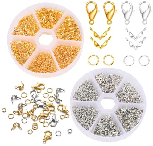 Duoleimi Armband Verschlüsse - 1140 Stück Kettenverschlüsse in Gold und Silber für DIY Schmuck Basteln. Schmuckverschluss, Halsketten, Perlenarmbänder und mehr. Inklusive Aufbewahrungsbox.