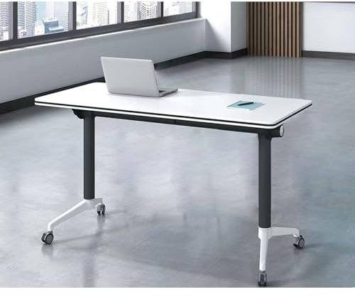 Konferenztisch Konferenztisch Modernes weißes Büro, Klappbarer Konferenzraumtisch mit Rädern, Rollbarer Seminar- und Besprechungstisch mit Klappplatte, quadratischer mobiler Schulungstisch m