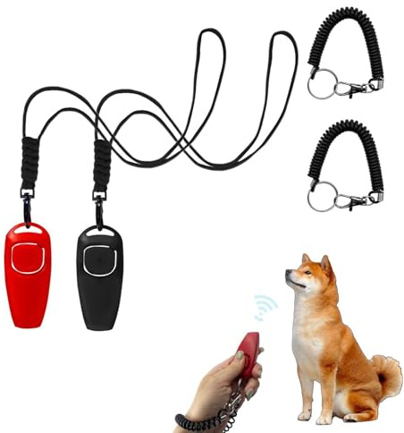 Fischietto per Cani,2 in 1,Clicker per Cani,Suono ad Alta frequenza,Addestramento comportamentale del Cane ausiliario(2 Pezzi)