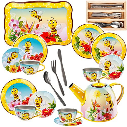 alles-meine.de GmbH Puppenküche - Geschirr & Zubehör Verschiedene Modelle wählbar 28 TLG. großes Set Puppengeschirr/Kaffeeservice & Teeservice - süße Bienen & Tiere + BES..