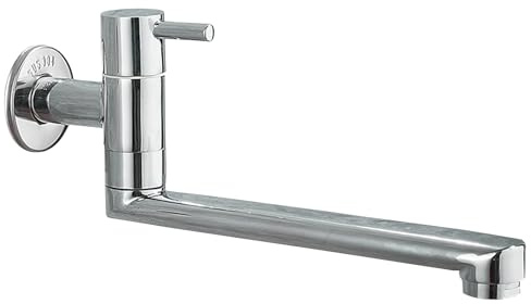 SXWYLZ Wasserhahn Schwenkbar Wandmontage Kaltwasserhahn Wandmontage Messing Spülbecken Einhebel Wand Wasserhahn Verlängerung,Verchromt,20Cm