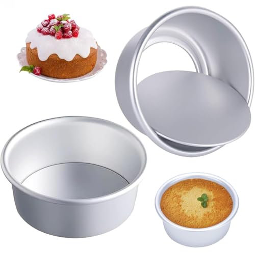 2 Pack 8 Inch Cake Tin Non-Stick Deep Aluminum Round Cake Deep Baking Tin with Removable Bottom Cake Baking Pan Cake Mould Tin for Baking, Bakeware Wedding Birthday Christmas Party