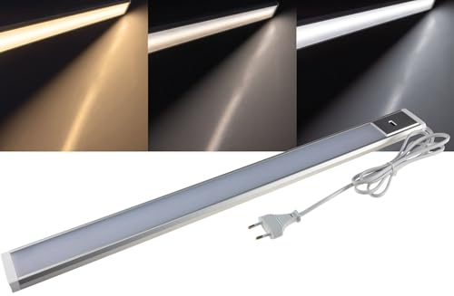 Trano LED Unterbauleuchte 60cm mit IR-Sensor – Dimmbar & CCT-Farbtemperatur (3000K–6500K) – LED Lichtleiste Küchenleuchte für Unterbau & Regale – 10W, 845lm, Aluminium, 230V Küche Schrank