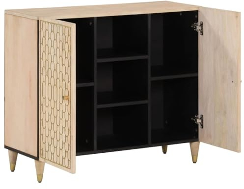 ULUYYUC Buffet Cucina Mobiletto da Esterno Mobile Basso Soggiorno Armadietto Salvaspazio - Credenza 90x33x75 cm in Legno Massello di Mango per Ingresso Corridoio Bagno Camera Da Letto