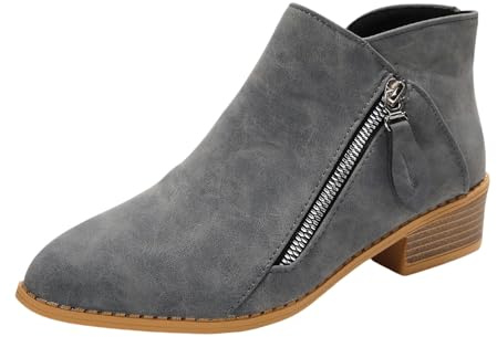 UK Womens Chelsea Boots Ladies Low Heels Flat Ankle Boots Double Zipper Stylish Classic Short Shoe Booties Footwear Stylish Footwear Gift