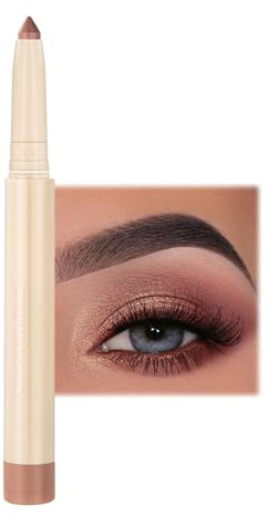 Glitter Nude Pink Eyeshadow Stick, Champagne Color Metallic Shimmer Eye Shadow, Rose Red Highly Pigmented Pearlescent Eye Pencil, Hot Color Eye Makeup Pen Easy to Apply, Gift for Women Christmas