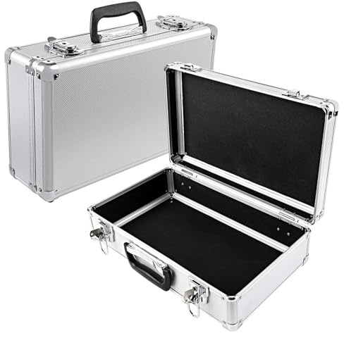 Flight Case Toolbox Lockable Tool Case 400 x 240 x 125 mm Aluminium Box Tool Cases Silver Tool Storage Case for Storage Transportation