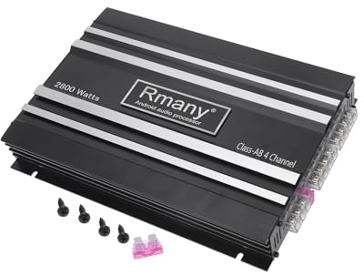 A ABSOPRO Coche 12V 4 Canal Amplificador Estereo Audio 2800W Compatible 4 Canal Amplificador Coche Negro 1 Pza Reemplazo