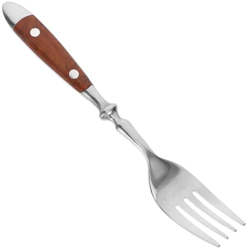 Lurrose Fourchettes à Dessert en Acier Inoxydable 430 Manche en Bois, Lot de 6 Fourchettes à Fruits et Hors-d'œuvre, Couverts Élégants pour Thé, Apéritifs et Restauration à Domicile