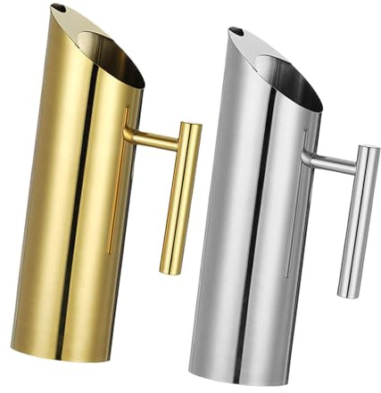 Elegante jarra de acero inoxidable dorado y plateado con agarre ergonómico a prueba de goteo, ideal para cenar eventos e hidrataciones diarias, acero inoxidable de lujo