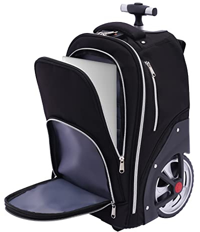 Eieblek laptopväska, ryggsäck med hjul, bärbar laptopväska, handbagage ryggsäck med laptopfack, lätt att gå i trappan, för affärsresenärer och pendlare
