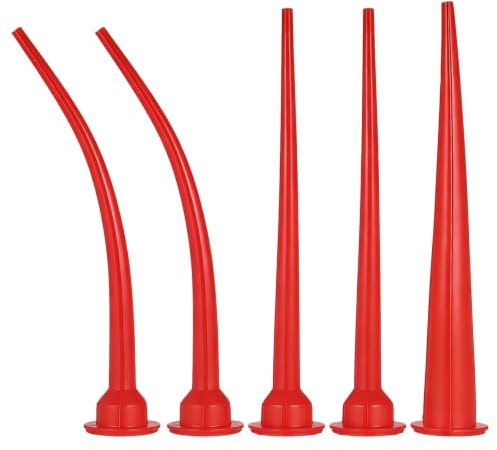 Mobestech 5pcs Extended Reach Caulking Gun Nozzles with Plastic Curved and Straight Tips for Smooth Application on Caulk Tubes, for Doors and Windows Repair