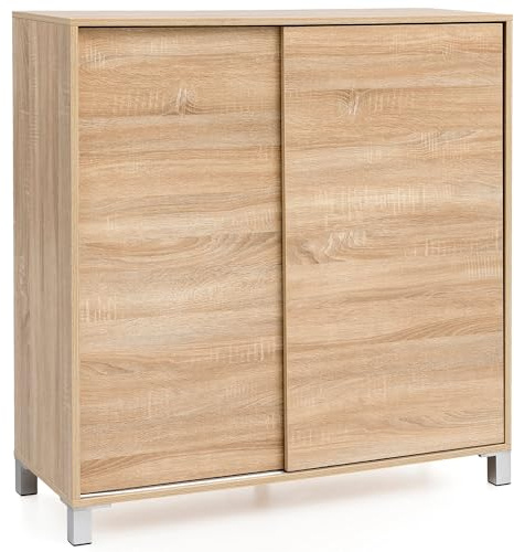 FineBuy Schuhschrank 100x37,5x108 cm Sonoma für 20 Paar Schuhe | Schuhständer groß mit Ablage, Schuhregal mit kratzfester Oberfläche, Schuhkommode für Flur und Diele