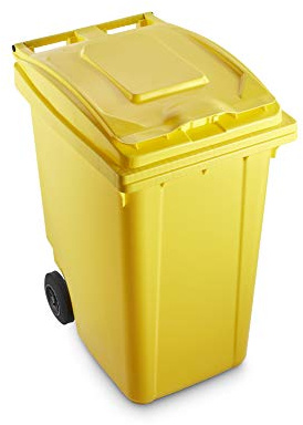 Mobil Plastic Bidone carrellato per la raccolta differenziata rifiuti 360 Lt per uso esterno - Giallo (Uni EN 840)