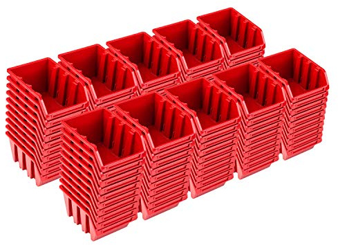PAFEN Set 100 x Stapelboxen NP4 rot Lagerboxen Sortierboxen