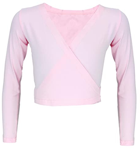 Aquarti Mädchen Ballett Bolero Wickeljacke Langarm, Farbe: Rosa, Größe: 146