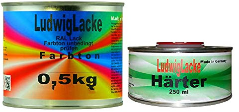 LudwigLacke RAL 6018 Gelbgrün Acryllack 0,75 kg matt mit Härter